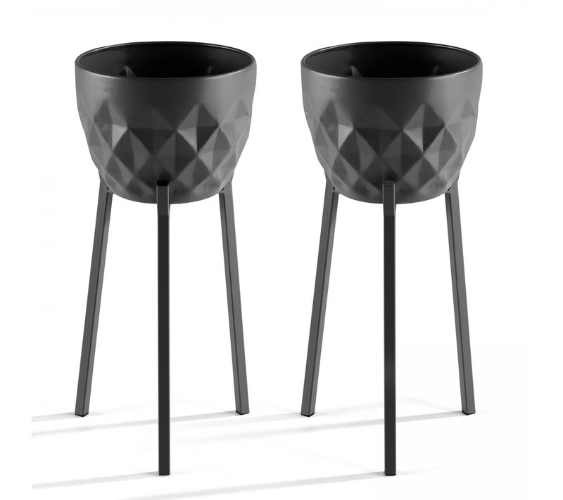 Lot De 2 Caches Pots En Métal Gris Palavas