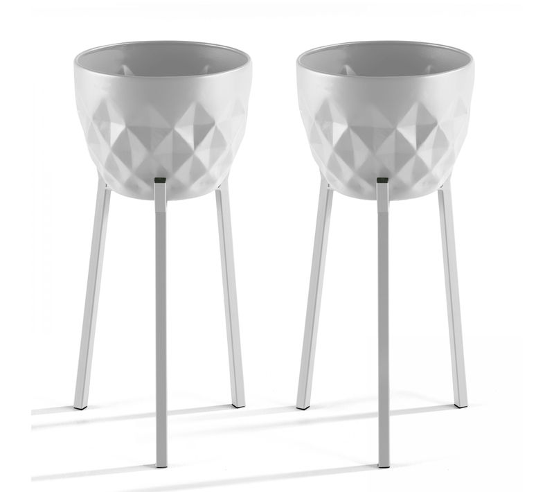 Lot De 2 Caches Pots En Métal Blanc Palavas