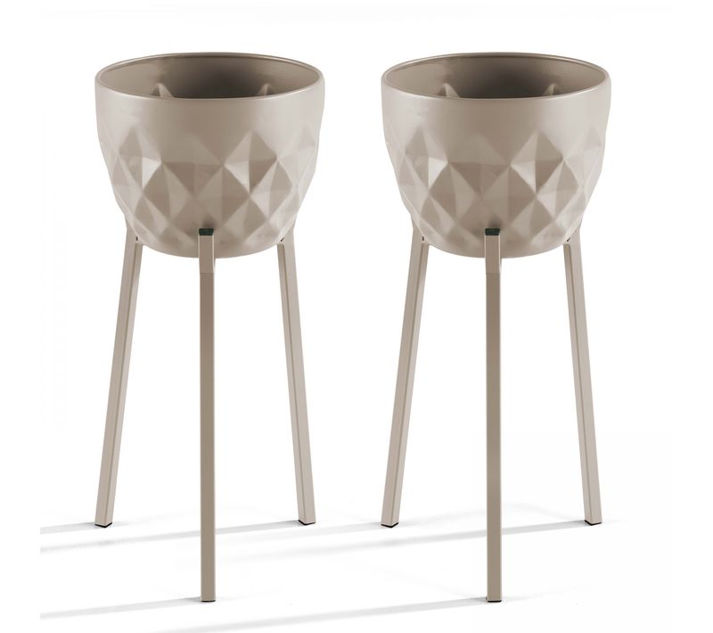 Lot De 2 Caches Pots En Métal Taupe Palavas