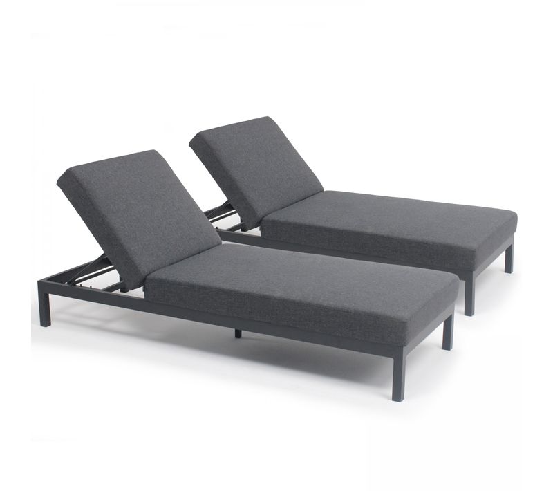 Lot De 2 Bains De Soleil Inclinable En Aluminium Gris Anthracite Galapagos