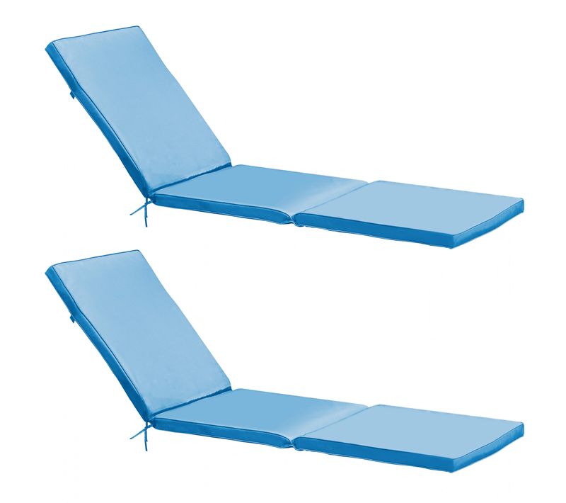 Lot De 2 Coussins Bain De Soleil Polyester Bleu 186 X 53 X 5 Cm Picchu