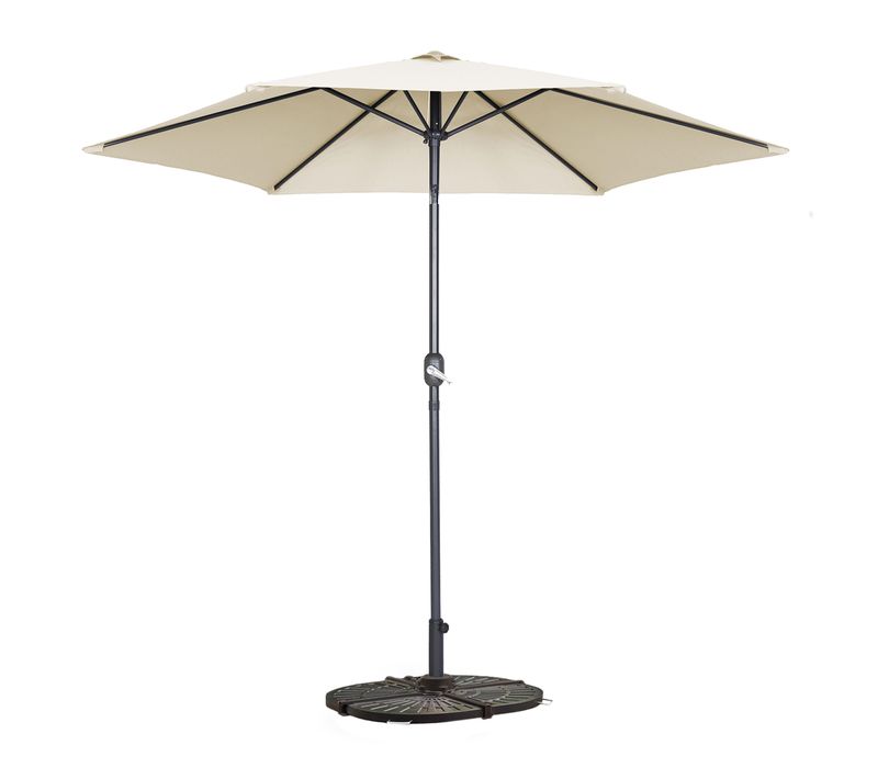 Parasol Droit Inclinable 3m Et 4 Dalles Lestées Aluminium Blanc Matera