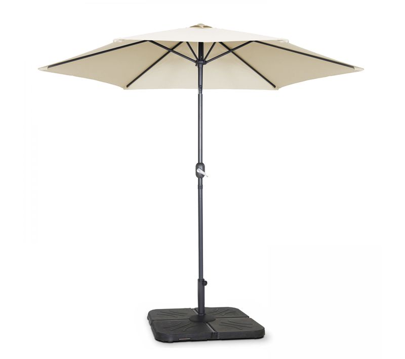 Parasol Droit Inclinable 3m Et 4 Dalles à Lester Remplissables Blanc