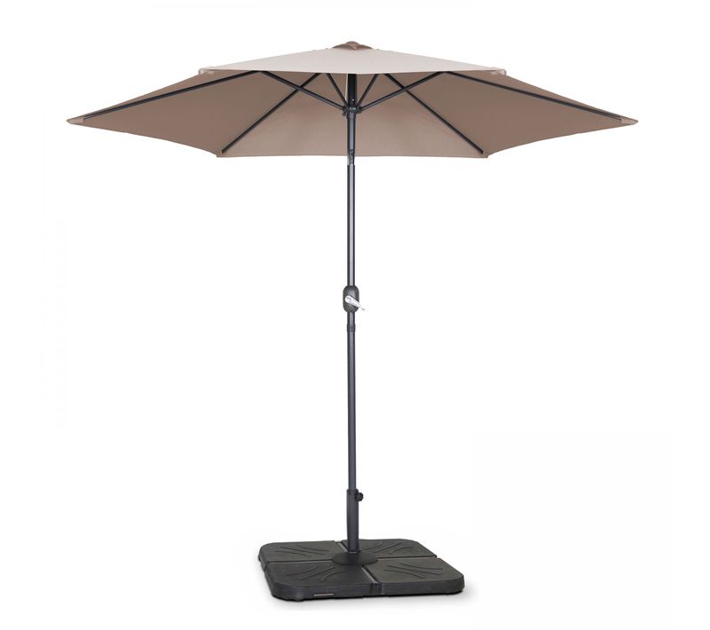 Parasol Droit Inclinable 3m Et 4 Dalles à Lester Remplissables Taupe