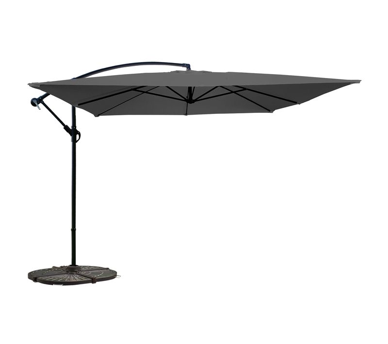 Parasol Déporté 3x3m Et 4 Dalles à Lestées Gris Genova