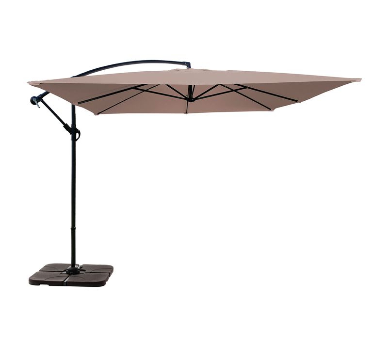 Parasol Déporté 3x3m Et 4 Dalles à Remplir Acier Taupe Genova