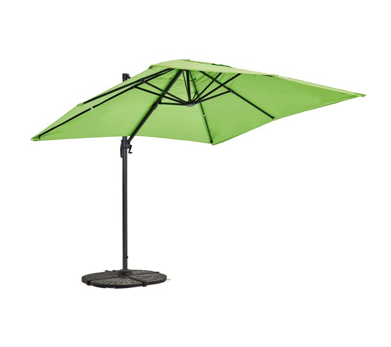 Parasol Déporté 2x3 M Et 4 Dalles Lestées Aluminium Vert