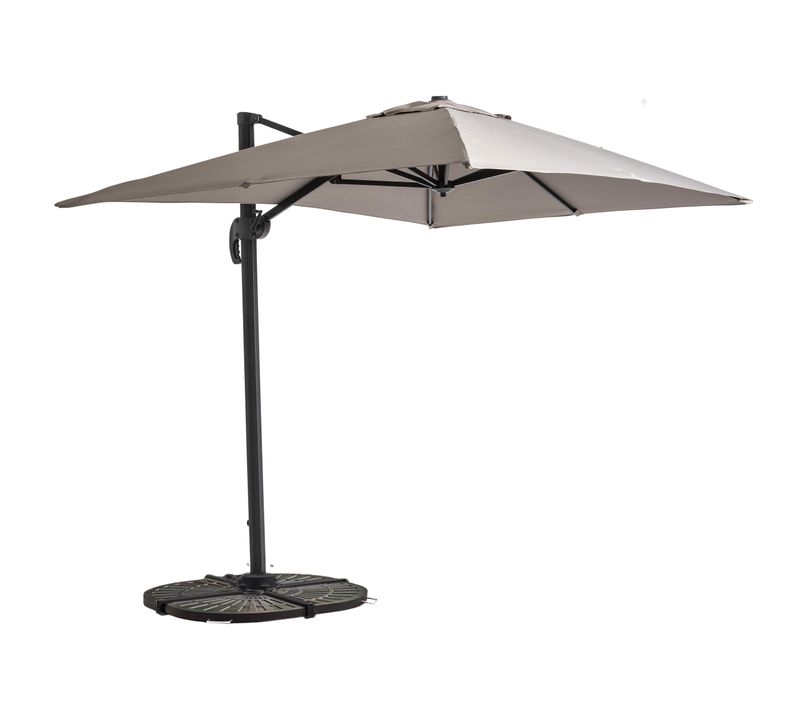 Parasol Déporté Inclinable Et Rotatif 2x3 M Et 4 Dalles Lestées Taupe