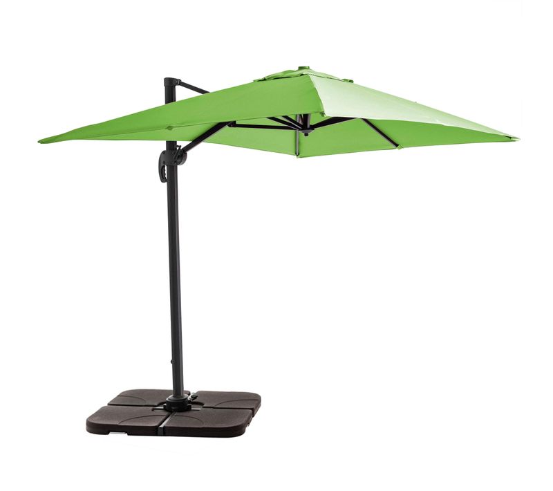 Parasol Déporté 2x3 M Et 4 Dalles à Remplir Aluminium Vert Amalya