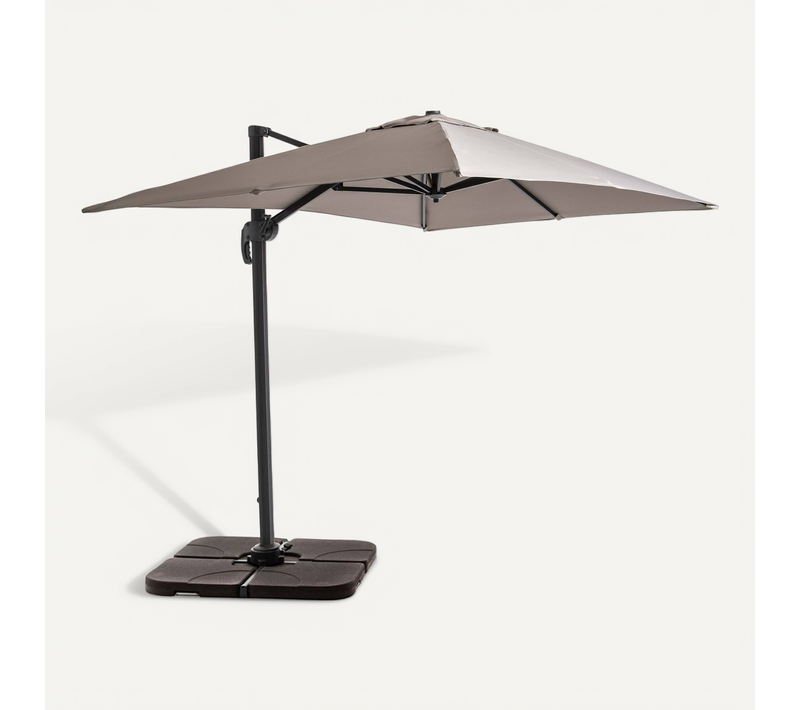 Parasol Déporté 2x3 M Et 4 Dalles à Remplir Aluminium Taupe Amalya