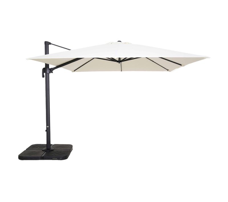 Parasol Déporté Inclinable Rotatif 3x3m Et 4 Dalles à Remplir Blanc