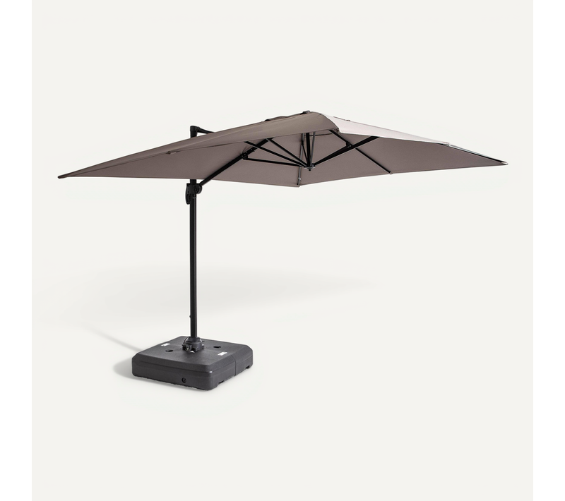 Parasol Déporté 4x3 M 360° Inclinable + à Lester Sur Roues Taupe Caserta
