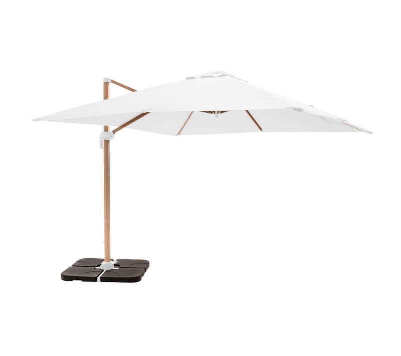 Parasol Déporté 3x3m Et 4 Dalles à Remplir Effet Bois Blanc Brescia