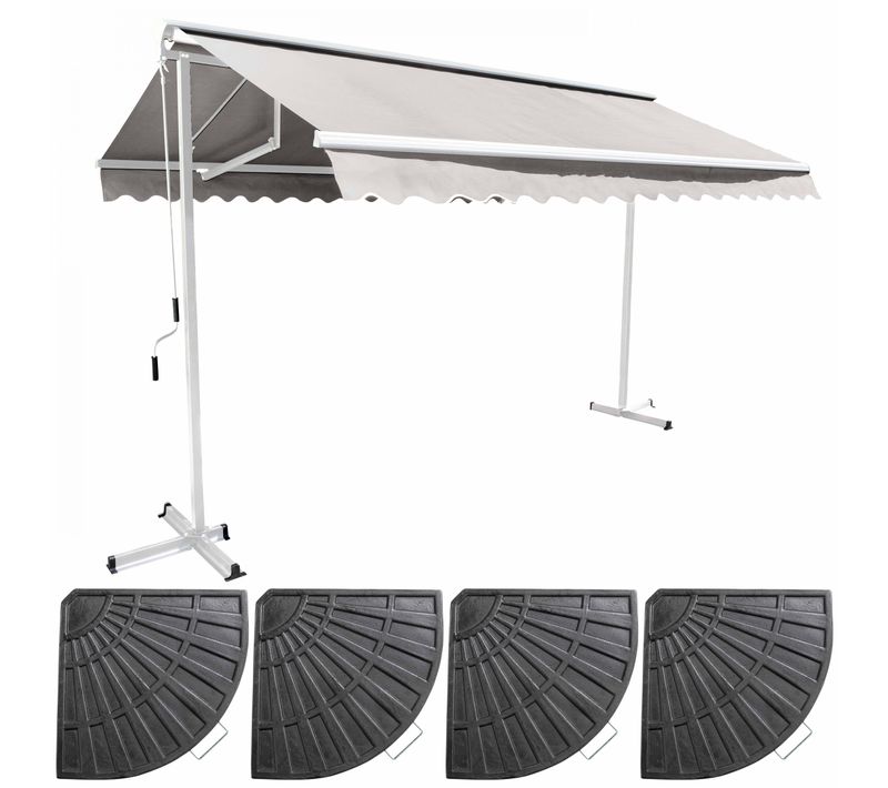 Ensemble Store Double Pente 3x3 M Et 4 Dalles Lestées Écru Trinidad