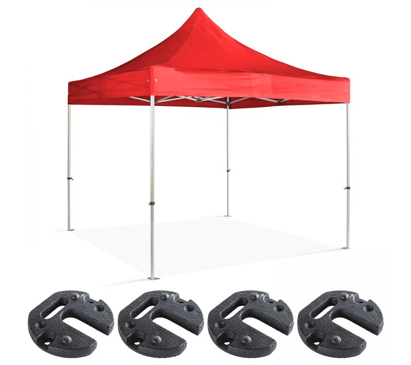 Tente Pliante 3x3m  Et 4 Poids De Lestage Rouge Pro 40