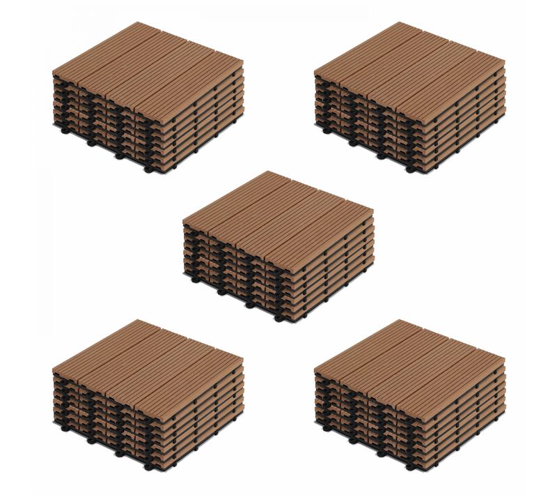 Lot De 40 Dalles Clipsables Bois Synthétique Marron