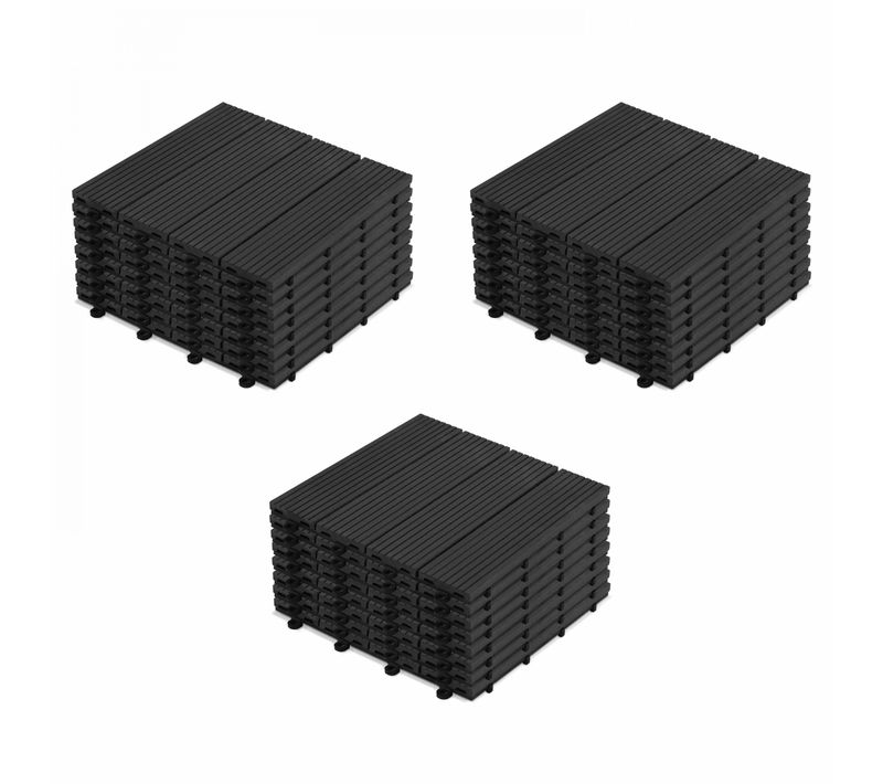 Lot De 24 Dalles Clipsables En Bois Composite Gris