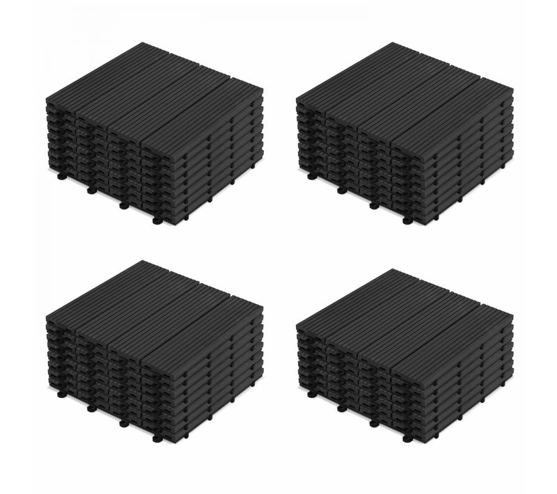 Lot De 32 Dalles Clipsables En Bois Composite Gris