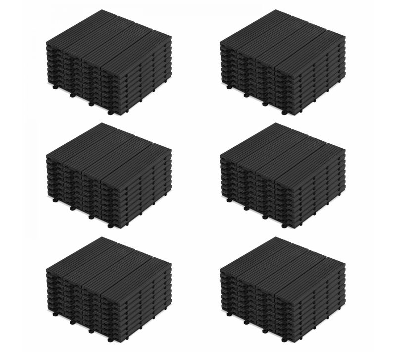 Lot De 48 Dalles Clipsables En Bois Composite Gris