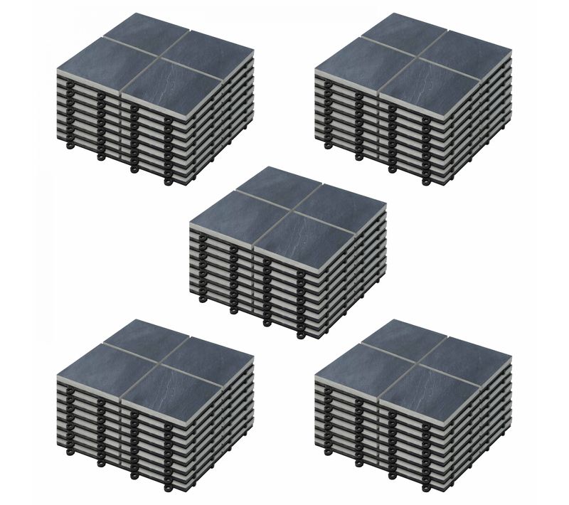 Lot De 40 Dalles Clipsables En Pierre Noir