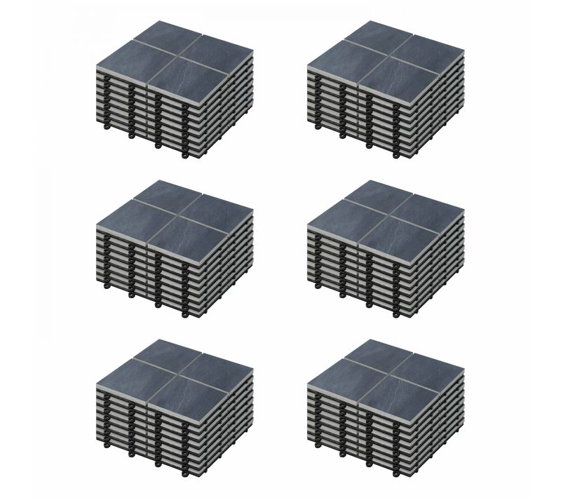 Lot De 48 Dalles Clipsables En Pierre Noir Kobe