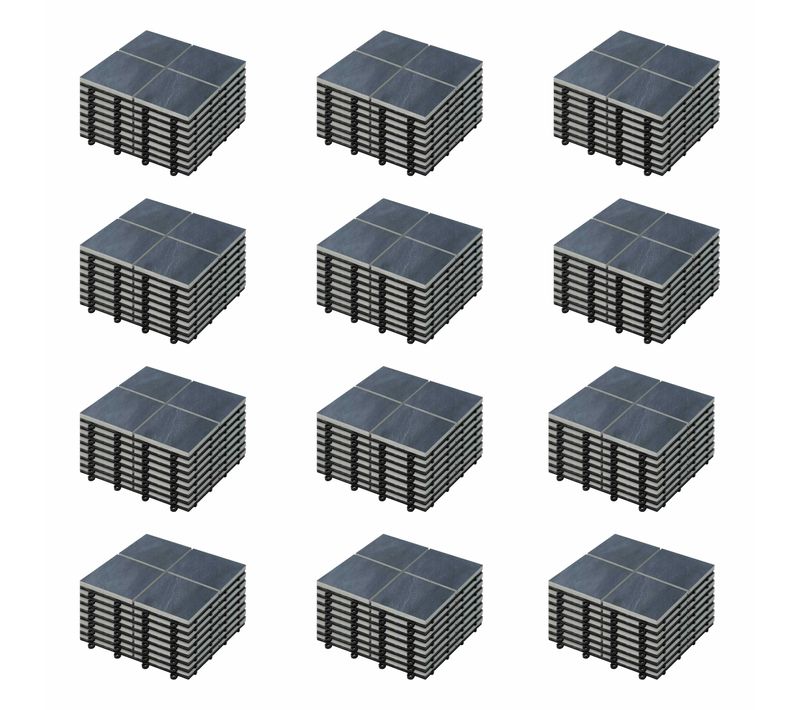 Lot De 96 Dalles Clipsables En Pierre Noir Kobe
