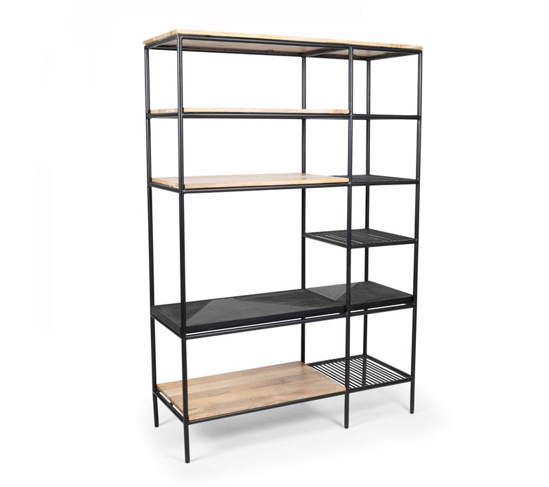 Bibliothèque En Marbre Et Métal 161 X 109 Cm Noir Paheli