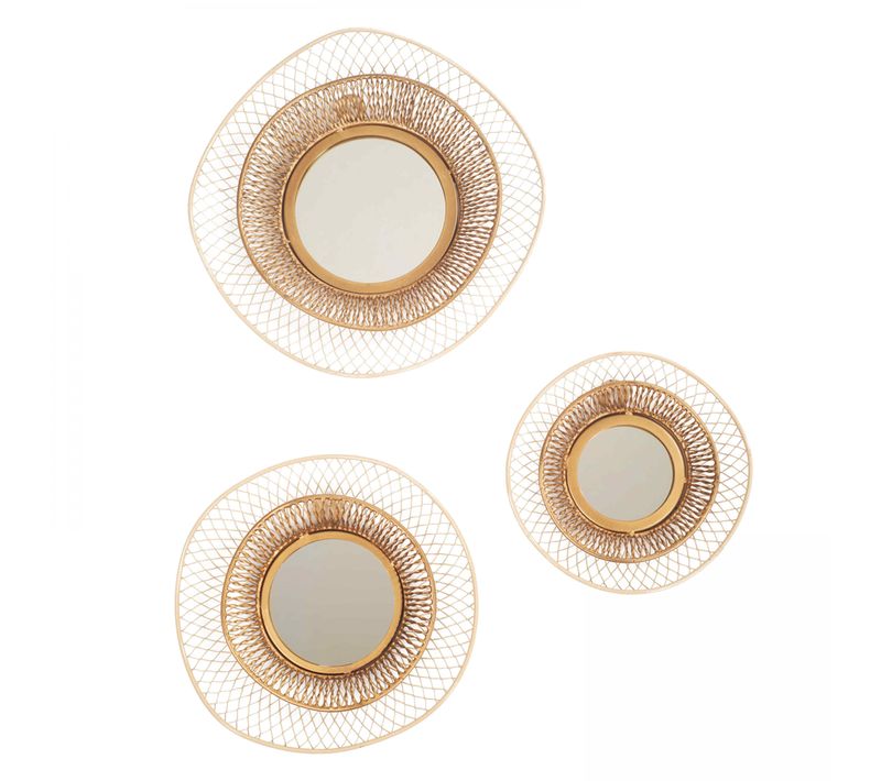 Lot De 3 Miroirs En Métal Forme Organique 31 Cm Lawi