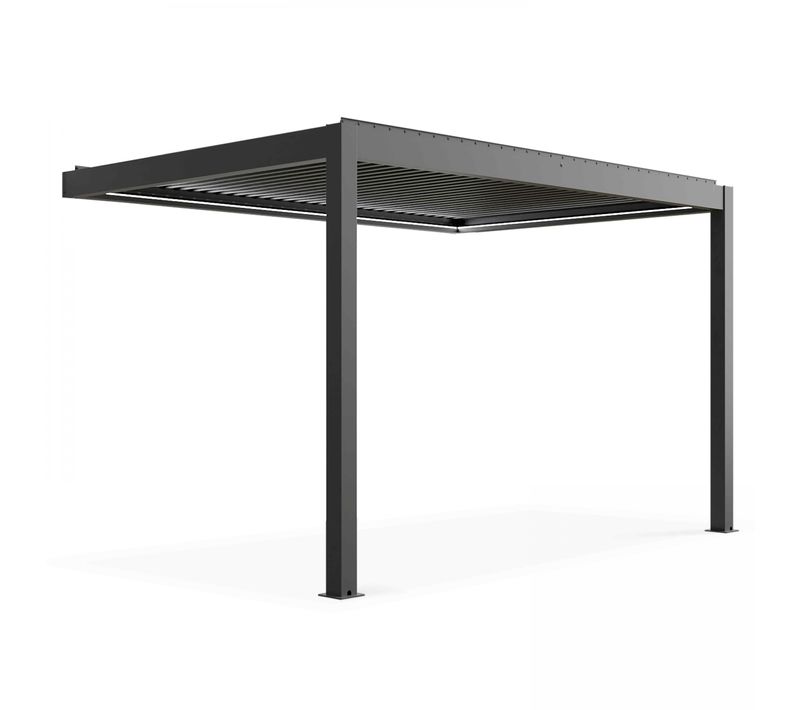 Pergola Bioclimatique Adossée Et Motorisée 3 X 4 X 2,5m Gris Thebes