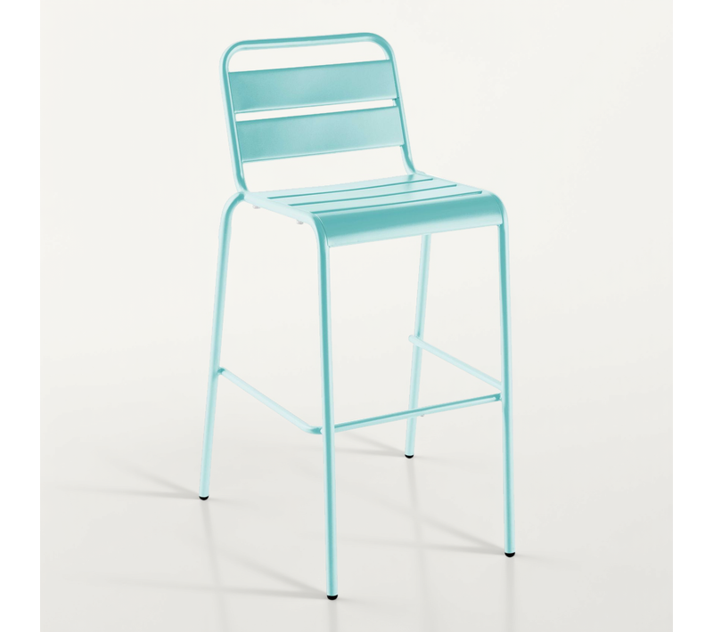 Chaise Haute De Jardin En Métal Turquoise Palavas