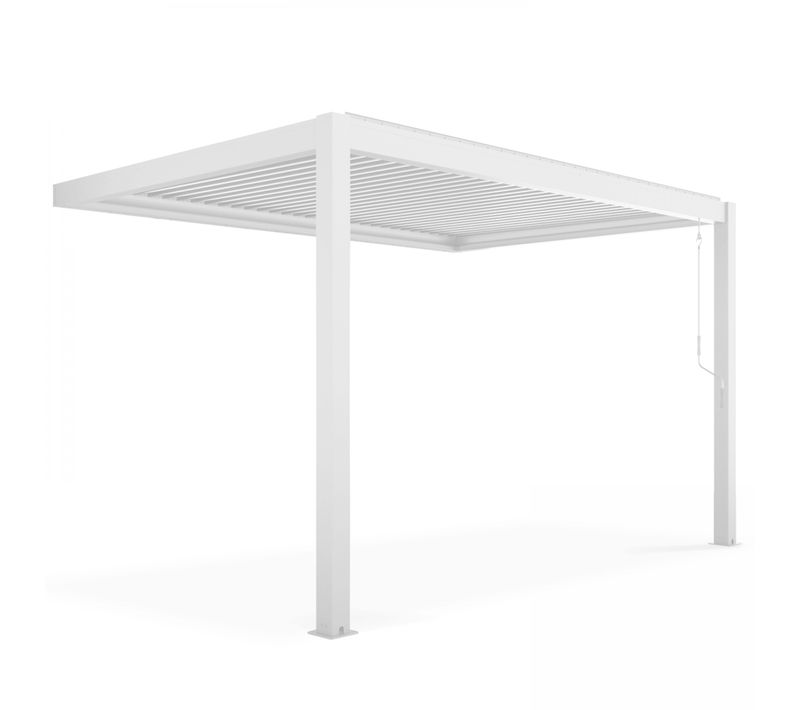 Pergola Bioclimatique Adossée Blanche En Aluminium 3x4 M Oia