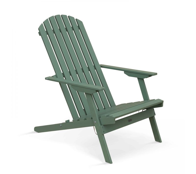Fauteuil Relax Pliant En Bois D'eucalyptus Vert Calgary