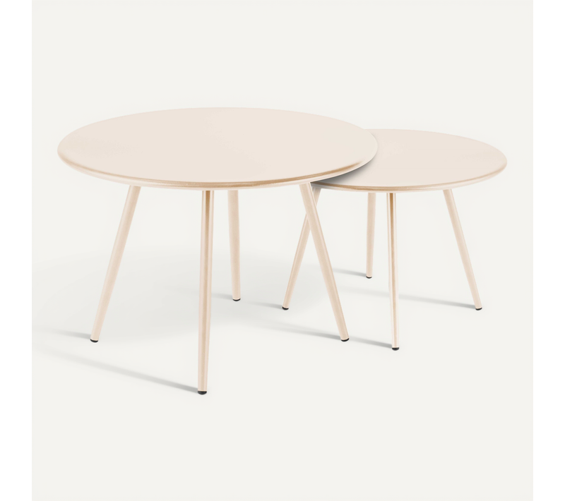 Lot De 2 Tables Basses De Jardin En Acier Ivoire 50 Cm Palavas