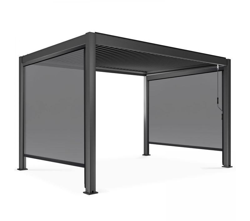 Pergola Bioclimatique 3x4m Autoportée Avec 2 Stores 2,66 X 2,34 M Gris