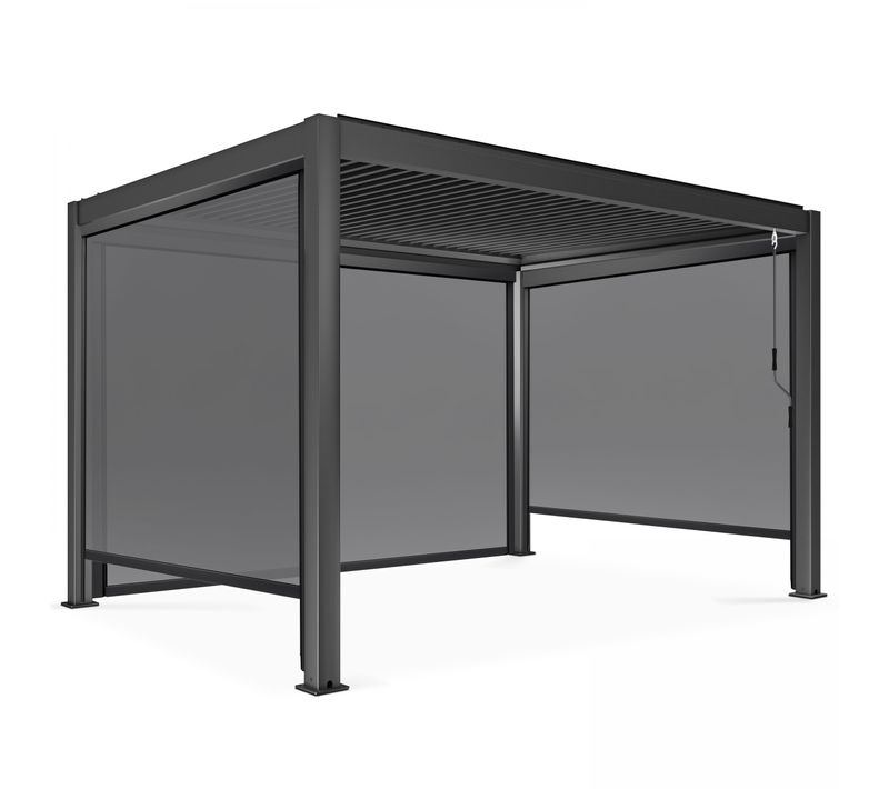 Pergola Bioclimatique 3 X 4 M Autoportée Avec 3 Stores Gris Athenes