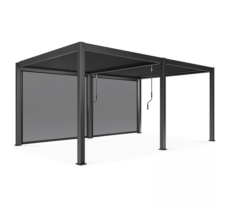 Pergola Bioclimatique Autoportée 3 X 6 M Et 2 Stores Gris