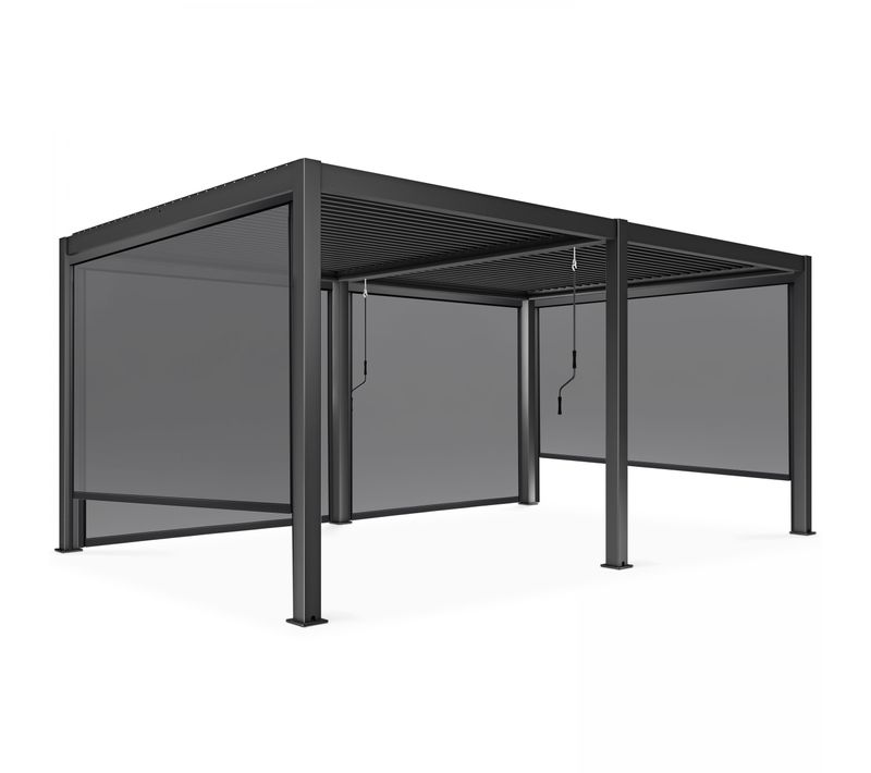 Pergola Bioclimatique Autoportée 3 X 6 M Et 4 Stores Gris