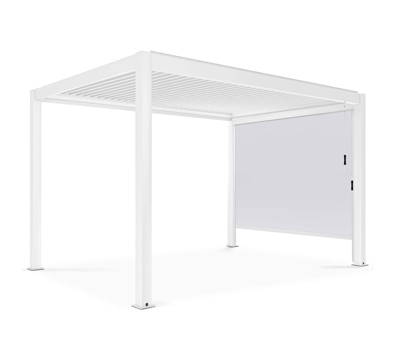 Pergola Bioclimatique 3x4m Autoportée Avec 1 Store 2,66 X 2,34 M Blanc