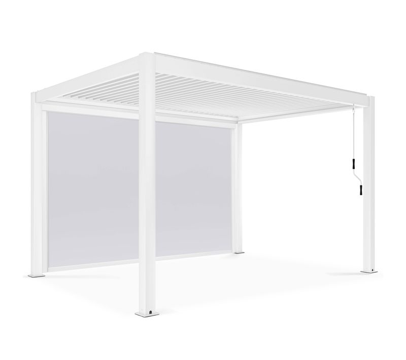 Pergola Bioclimatique 3x4m Autoportée Avec 1 Store 3,73 X 2,34 M Blanc