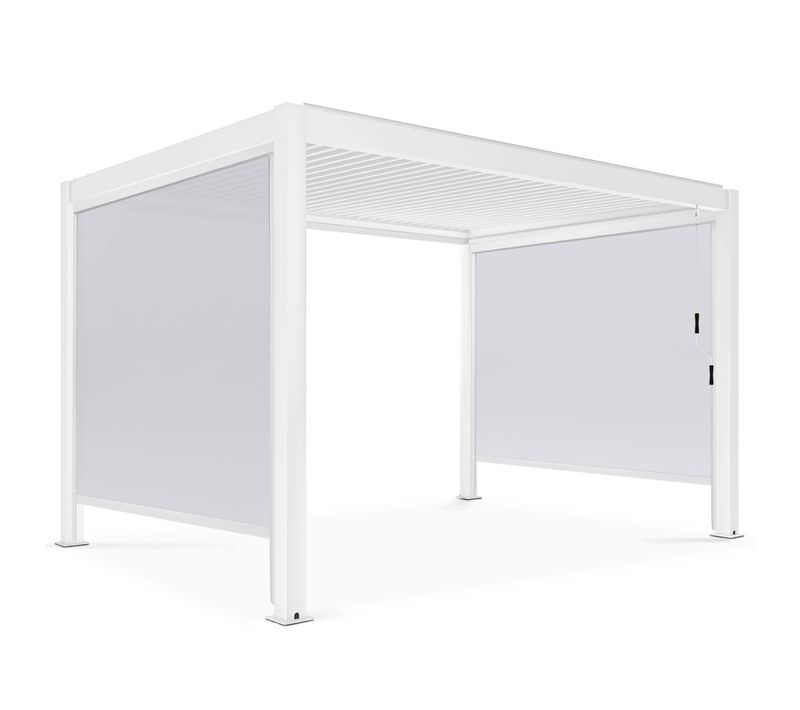 Pergola Bioclimatique 3x4m Autoportée Et 2 Stores 2,66 X 2,34 M Blanc