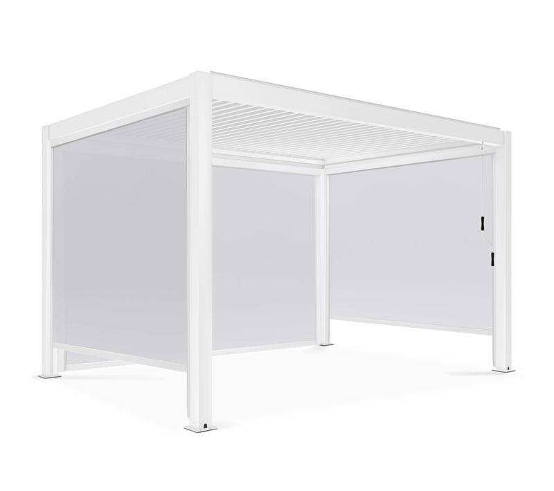 Pergola Bioclimatique 3 X 4 M Autoportée Avec 3 Stores Blanc