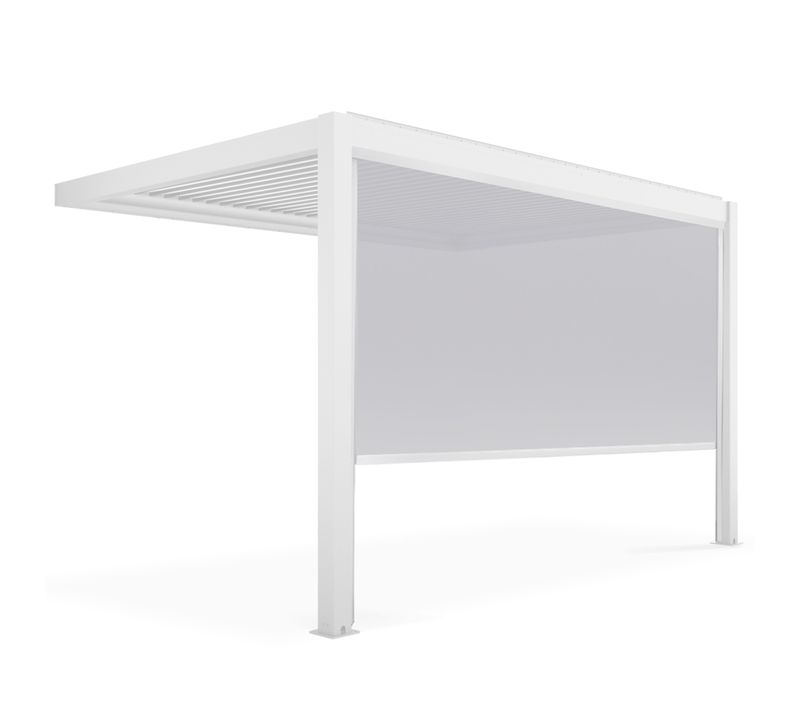 Pergola Bioclimatique Adossée Blanche 3x4m Et 1 Store 3,73 X 2,34 M