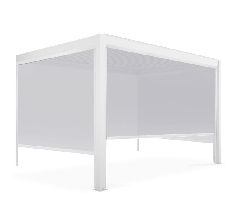 Pergola Bioclimatique Adossée Blanche 3x4m Et 3 Stores