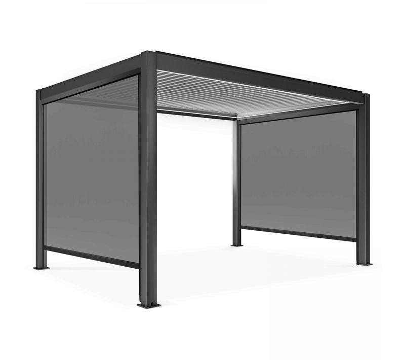 Pergola Bioclimatique Autoportée Motorisée éclairée 3x4m Et 2 Stores