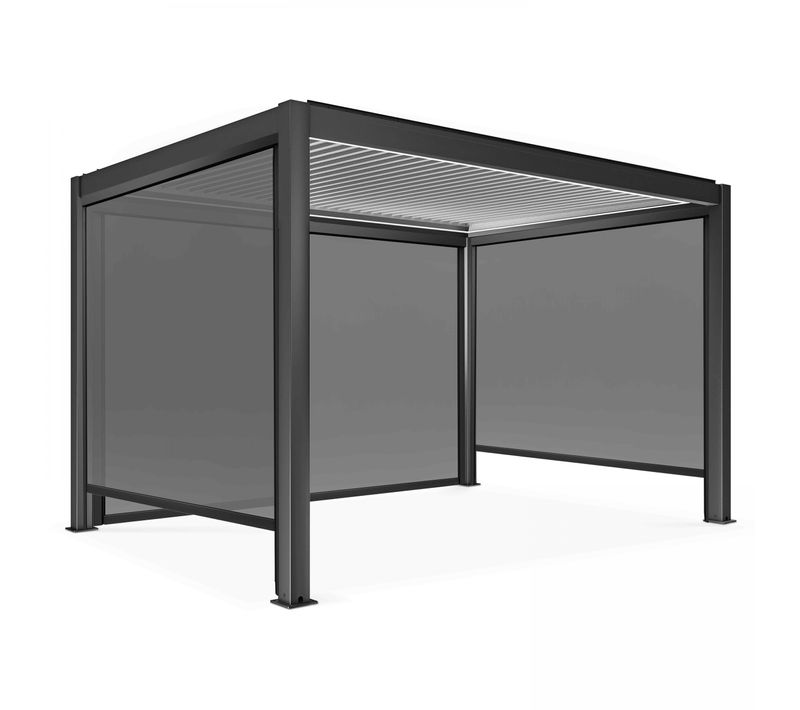 Pergola Bioclimatique Autoportée Motorisée éclairée 3x4m Et 3 Stores