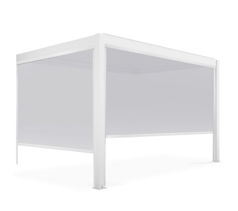 Pergola Bioclimatique Adossée Blanche 3x4m Et 2 Stores