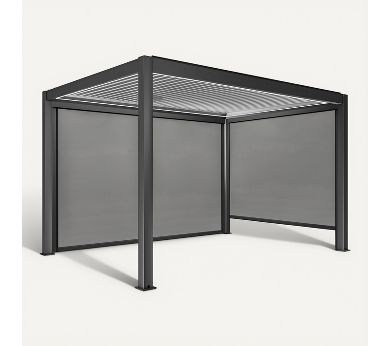 Pergola Bioclimatique Autoportée Motorisée éclairée 3x4m Et 2 Stores