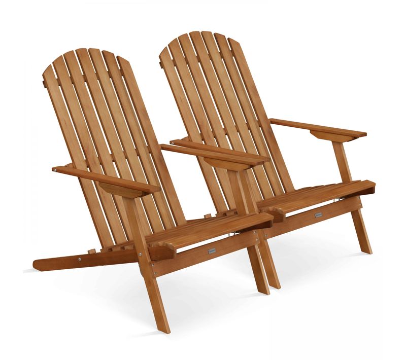 Lot De 2 Fauteuils Pliant Inclinables En Bois D'eucalyptus Calgary