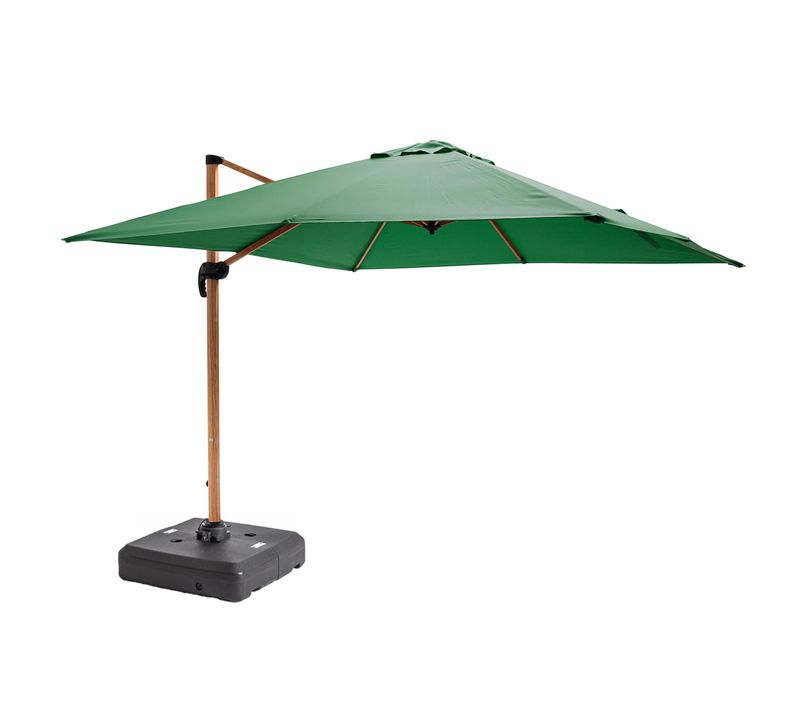 Parasol Déporté 3x3m Et Dalle à Lester Sur Roues Effet Bois Cactus