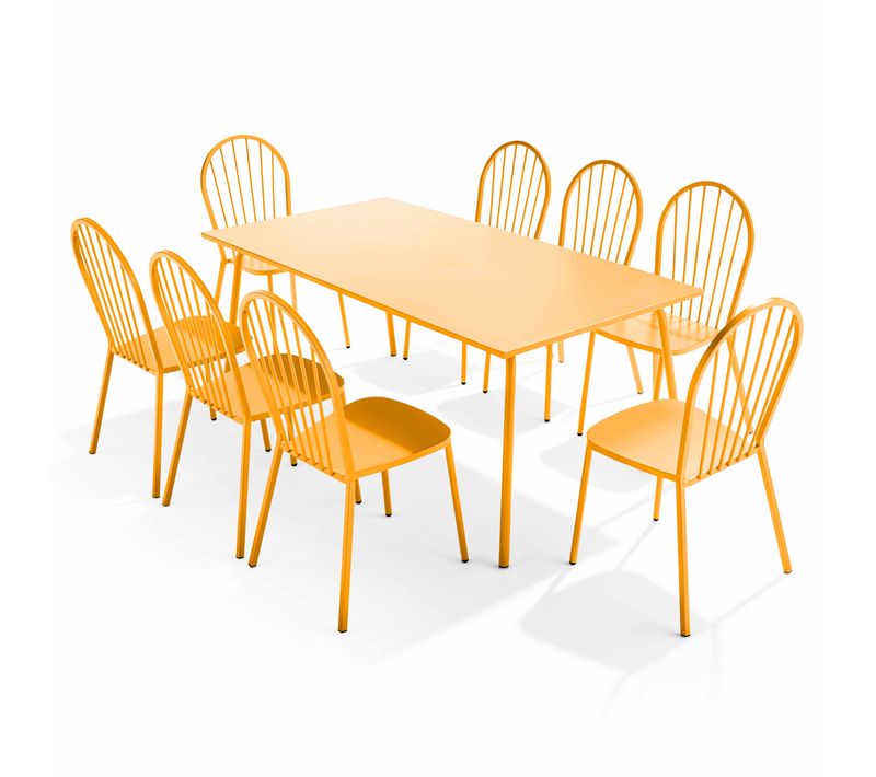 Ensemble Table De Jardin Et 8 Chaises Bistrot En Acier Jaune Palavas